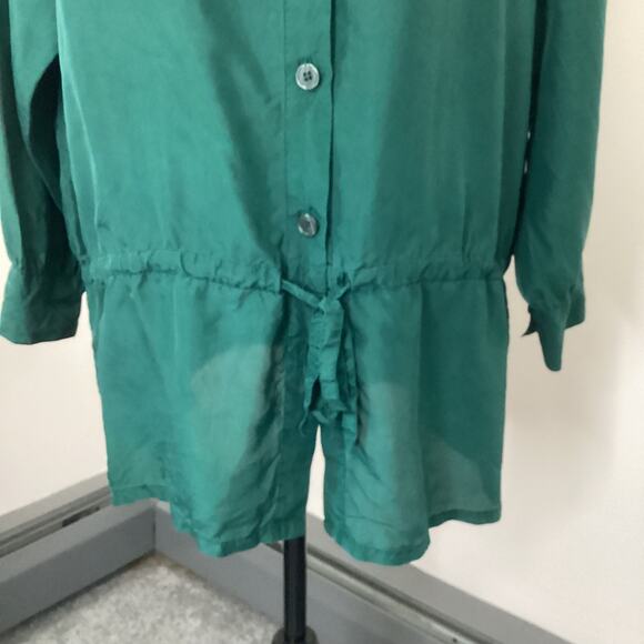 Vintage Quarters Tunic Top Silk Drawstring Drop Waist Button Front Oversized 90s - Picture 3 of 13